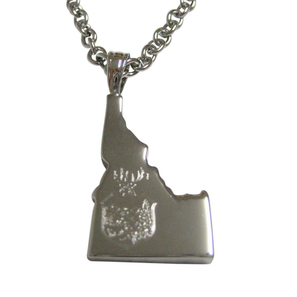 Idaho State Map Shape and Flag Design Necklace - Picture 1 of 3